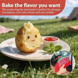 Red Reusable Microwave Potato Bag Express Quick Baking Cooker Bag Perfect for Baking Potatoes and Vegetables in 4 Minutes