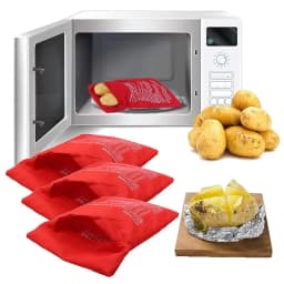 Red Reusable Microwave Potato Bag Express Quick Baking Cooker Bag Perfect for Baking Potatoes and Vegetables in 4 Minutes