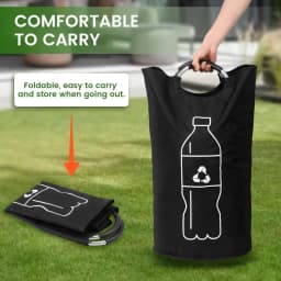 Folding Storage Bag 82L Large Capacity Empty Bottle Storage Basket Aluminum Handle Design Bottle Collector Recycling Bin 1PC