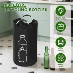 Folding Storage Bag 82L Large Capacity Empty Bottle Storage Basket Aluminum Handle Design Bottle Collector Recycling Bin 1PC