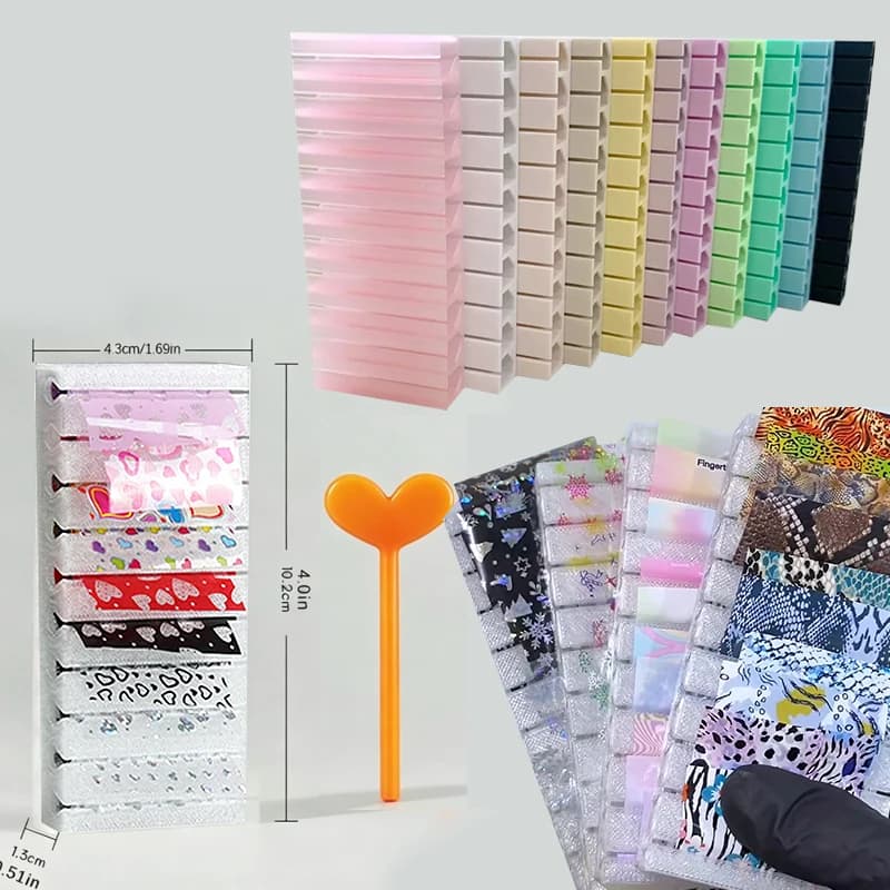Macaron Colors Nail Foils Gradient Transfer Foil Storage Box Nail Art Stickers Stripe Floral Manicure Decals Nails Decoration