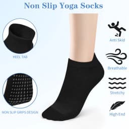 3 Pairs Yoga Socks Women Cotton Short Mesh Breathable Professional Non-slip Floor Pilates Dance Sports Gym Socks