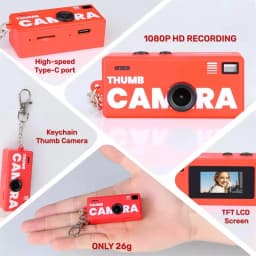 Roreta Digital Camera 0.96 Inch Keychain Camera Retro Support Memory Card 1080P Very Small Camcorder Video Recorder with Flash