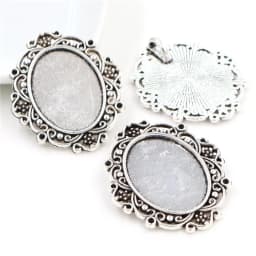 10pcs 18x25mm Inner Size 5 Colors Plating Classic Style Cameo Cabochon Base Setting Charms Pendant necklace findings