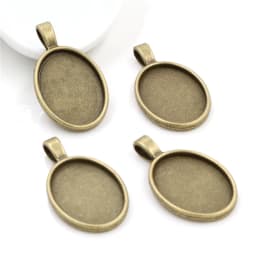 10pcs 18x25mm Inner Size 5 Colors Plating Classic Style Cameo Cabochon Base Setting Charms Pendant necklace findings