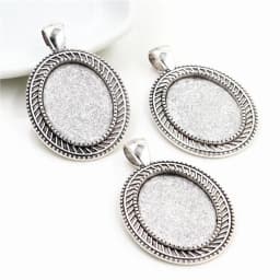 10pcs 18x25mm Inner Size 5 Colors Plating Classic Style Cameo Cabochon Base Setting Charms Pendant necklace findings