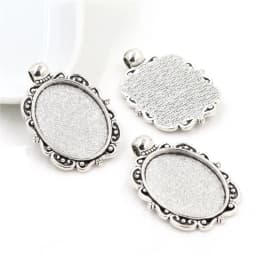 10pcs 18x25mm Inner Size 5 Colors Plating Classic Style Cameo Cabochon Base Setting Charms Pendant necklace findings