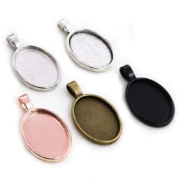 10pcs 18x25mm Inner Size 5 Colors Plating Classic Style Cameo Cabochon Base Setting Charms Pendant necklace findings