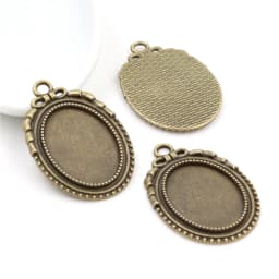10pcs 18x25mm Inner Size 5 Colors Plating Classic Style Cameo Cabochon Base Setting Charms Pendant necklace findings