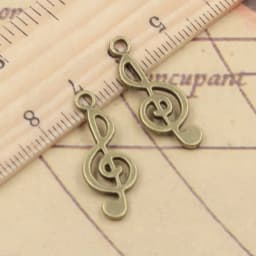 20pcs Charms Musical Note 26x10mm Tibetan Bronze Silver Color Pendants Antique Jewelry Making DIY Handmade Craft