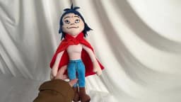 New Gorillaz Noodle Plush Kawaii Virtual Band Street Fighter Stuffed Doll Cute Red Cloak Boy For Fans Enthusiast Children's Gift