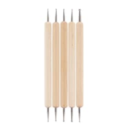 5Pcs Dual-End Wooden Dotting Pen Marbleizing Tool Set for Nail Design Manicure Painting Kit