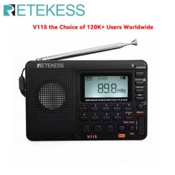RETEKESS V115 Portable Radio Rechargeable AM FM SW Radio Multifunctional Radio Long Distance Receiver Clear Sound for Camp Gift