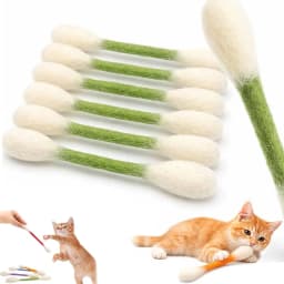 6PCS Cotton Swabs Cat Toy with Catnip Kitten Chew Sticks for Indoor Boredom, Durable Dental Teething Ropes Interactive Accessory