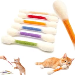 6PCS Cotton Swabs Cat Toy with Catnip Kitten Chew Sticks for Indoor Boredom, Durable Dental Teething Ropes Interactive Accessory