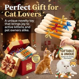 6PCS Cotton Swabs Cat Toy with Catnip Kitten Chew Sticks for Indoor Boredom, Durable Dental Teething Ropes Interactive Accessory