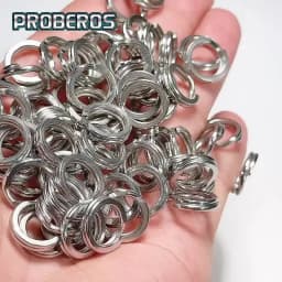 PROBEROS 50pcs Fishing Split Rings for CrankHard Bait Silver Stainless Steel 0#-12# Fishing Connector Accessories Tackle