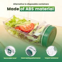 Salad Jars Plastic Salad Storage Can Container with Side-opening Cover & Stainless Steel Fork Vertical Vegetable Fruit Container