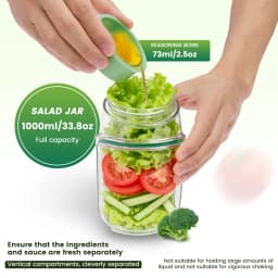 Salad Jars Plastic Salad Storage Can Container with Side-opening Cover & Stainless Steel Fork Vertical Vegetable Fruit Container