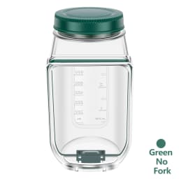Salad Jars Plastic Salad Storage Can Container with Side-opening Cover & Stainless Steel Fork Vertical Vegetable Fruit Container