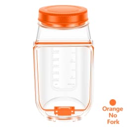 Salad Jars Plastic Salad Storage Can Container with Side-opening Cover & Stainless Steel Fork Vertical Vegetable Fruit Container