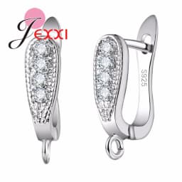 New Statement 925 Sterling Silver DIY Earrings Clasps Hooks Woman Handmade Jewelry Making Accessoru Fashion Design Cubic Zircon
