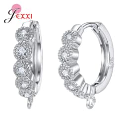 New Statement 925 Sterling Silver DIY Earrings Clasps Hooks Woman Handmade Jewelry Making Accessoru Fashion Design Cubic Zircon