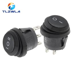 1PCS On Off Waterproof Vehicle Boat Switch Round Switch SPST 3Pin Rocker Switch 6A 10A 250V 125V AC LED
