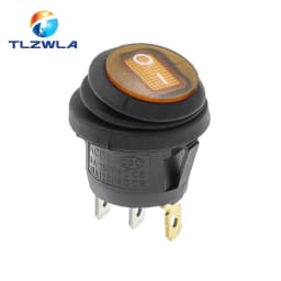1PCS On Off Waterproof Vehicle Boat Switch Round Switch SPST 3Pin Rocker Switch 6A 10A 250V 125V AC LED