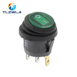 1PCS On Off Waterproof Vehicle Boat Switch Round Switch SPST 3Pin Rocker Switch 6A 10A 250V 125V AC LED