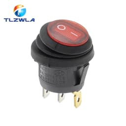 1PCS On Off Waterproof Vehicle Boat Switch Round Switch SPST 3Pin Rocker Switch 6A 10A 250V 125V AC LED
