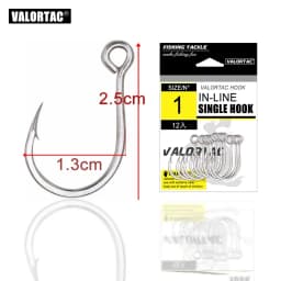 Inline Single Hook Big Eye Single Hook Replace the Treble Hook 12pcs/Pack Fish Hooks for Live Bait Single Fishing Hooks