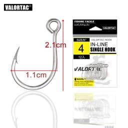 Inline Single Hook Big Eye Single Hook Replace the Treble Hook 12pcs/Pack Fish Hooks for Live Bait Single Fishing Hooks