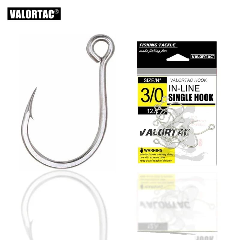 Inline Single Hook Big Eye Single Hook Replace the Treble Hook 12pcs/Pack Fish Hooks for Live Bait Single Fishing Hooks