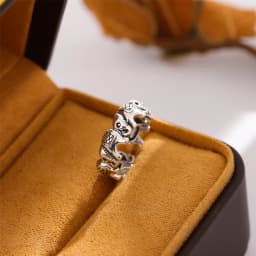 New Minimalist Retro Thai Silver Animal 925 Sterling Silver Jewelry Personality Elephant Group Exquisite Opening Rings R202