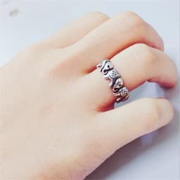 New Minimalist Retro Thai Silver Animal 925 Sterling Silver Jewelry Personality Elephant Group Exquisite Opening Rings R202