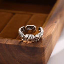 New Minimalist Retro Thai Silver Animal 925 Sterling Silver Jewelry Personality Elephant Group Exquisite Opening Rings R202