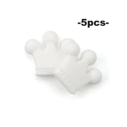 Crown Silicone Beads 5pcs Baby Teether BPA Free Silicone Teething Beads Baby Chew Teething Necklace DIY Pacifier Clips Accessory