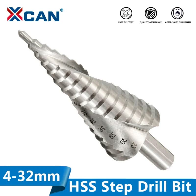 Xcan Step Drill Bit 1pc 4-12 4-32mm Pagoda Drill Hexagon Screw Drill Core Drilling Tool HSS Spiral Groove Wood Metal Hole Cutter