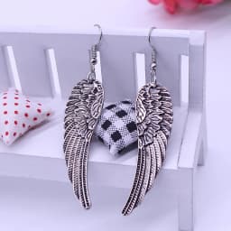 2023 Trend Punk Retro Angel Wings Earrings Drop Feather Hanging Dangle Metal Long Earring For Women Alloy Gothic Jewelry Stud