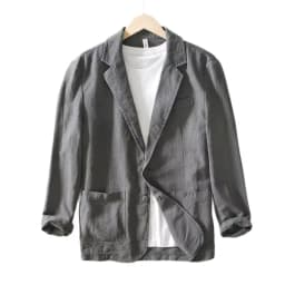 100% Cotton Breathable Men's Blazer Suit Jacket For Men Black Coat For Summer Business Lightweight Male Clothes 2024