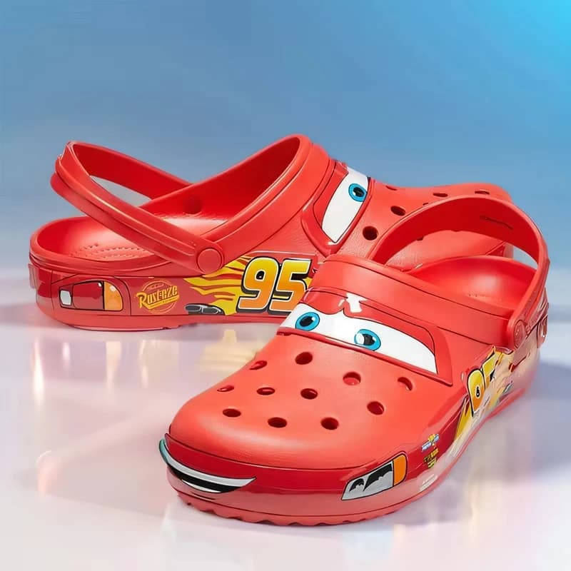 Lightning Mcqueens Outdoor Beach Holey Shoes Cartoon Slippers Men Sandals Casual Ankle-Wrap Eva Car Flip Flops Shoes