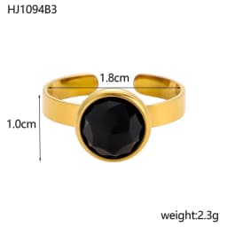 Geometric Spherical Stainless Steel Gold Plated Trendy Open Ring for Women Featuring Three Colorful Enamel Droplet-shaped Rings