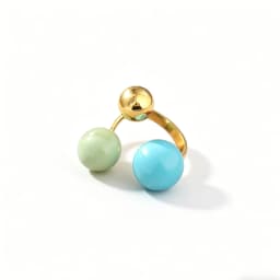 Geometric Spherical Stainless Steel Gold Plated Trendy Open Ring for Women Featuring Three Colorful Enamel Droplet-shaped Rings