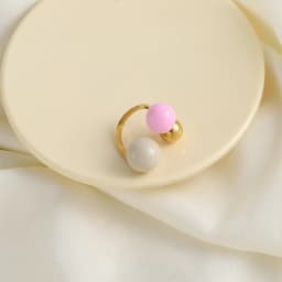 Geometric Spherical Stainless Steel Gold Plated Trendy Open Ring for Women Featuring Three Colorful Enamel Droplet-shaped Rings