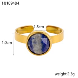 Geometric Spherical Stainless Steel Gold Plated Trendy Open Ring for Women Featuring Three Colorful Enamel Droplet-shaped Rings