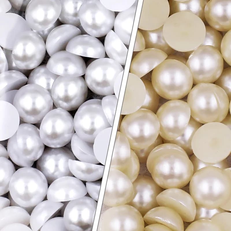 White Ivory Beige 2/3/4/6/8/10mm-25mm All Sizes Imitation Pearl ABS Plastic Half Round Loose Bead For Nail Art DIY Craft Garment