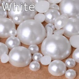 White Ivory Beige 2/3/4/6/8/10mm-25mm All Sizes Imitation Pearl ABS Plastic Half Round Loose Bead For Nail Art DIY Craft Garment