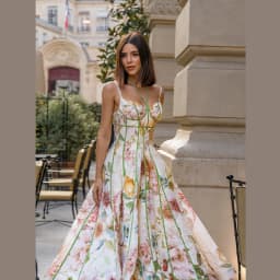 Female Exquisite Floral Print Maxi Dress Summer Chic High End Cinched Waist Vistidos Stylish Ruffled Hem Straps Beach Party Gown