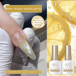MIANEL 2026 New Summer Waterdrop Top Coat Gel, High Gloss Crystal Plating Sealer, 3D No-Wipe Nail Gel Polish